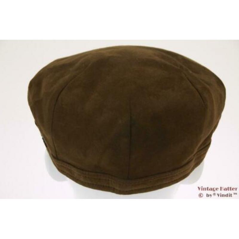 Vintage flatcap Platte pet Mayser bruin suede 56 unisex