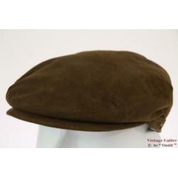 Vintage flatcap Platte pet Mayser bruin suede 56 unisex