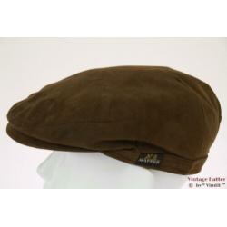 Vintage flatcap Platte pet Mayser bruin suede 56 unisex