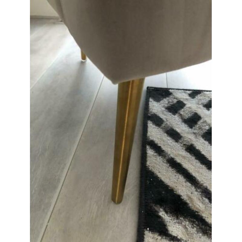 NIEUW! Fauteuil velours beige met gouden poten/onderstel