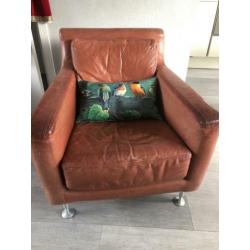 Cognac leren design fauteuil