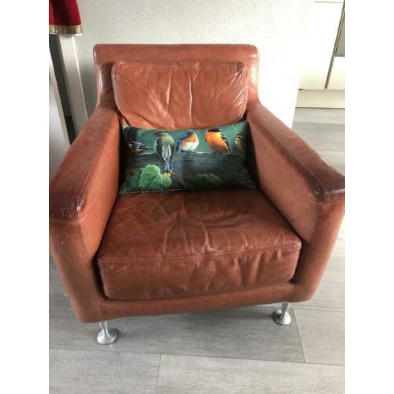 Cognac leren design fauteuil