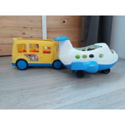 Fisher-Price schoolbus en vliegtuig van Little People