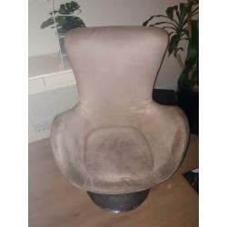 Retro/vintage draai fauteuil op zilverkleurige voet