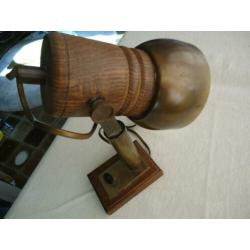 Herda lamp tafellamp spot hout messing vintage lamp jaren 60