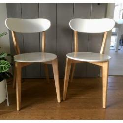 2x eetkamerstoel Scandinavisch als nieuw! Naturel/wit