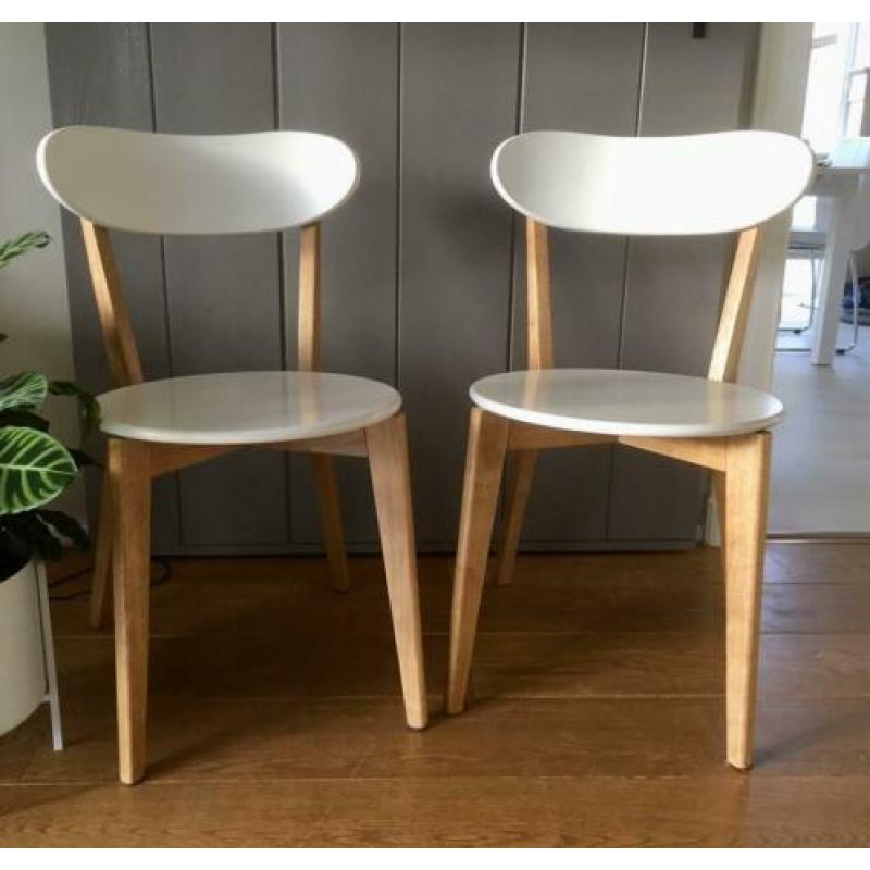 2x eetkamerstoel Scandinavisch als nieuw! Naturel/wit