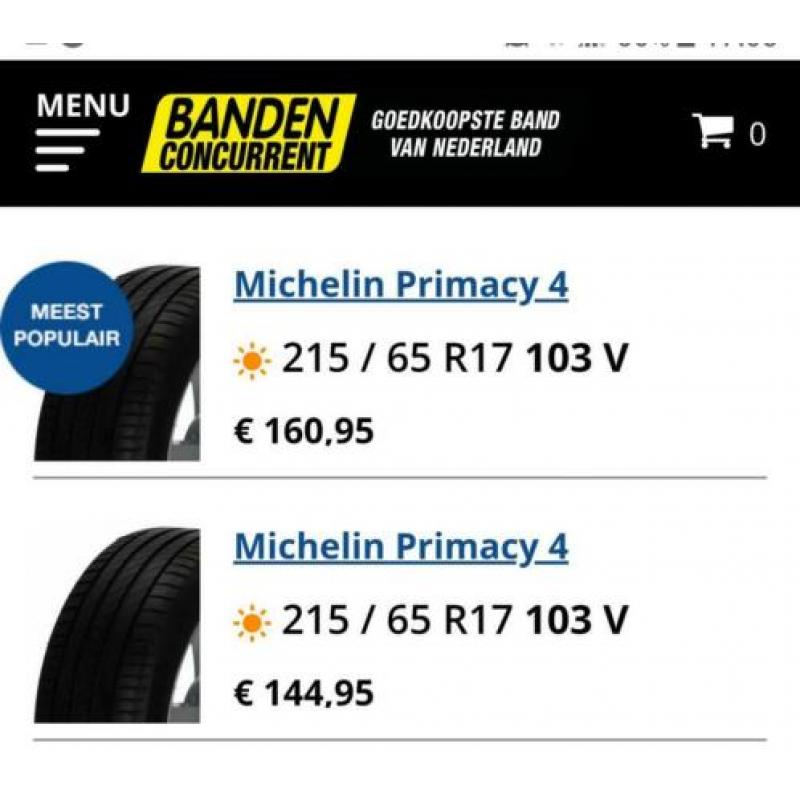 Nieuw michelin primacy 4 - 215/65 r17  103v xl dot 4319