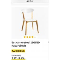 2x eetkamerstoel Scandinavisch als nieuw! Naturel/wit