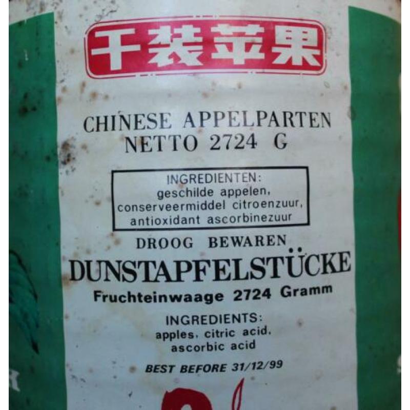 Vintage blik Hong Mei Chinese appelparten