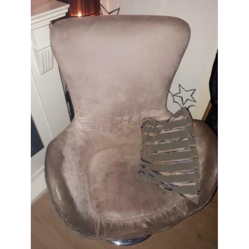 Retro/vintage draai fauteuil op zilverkleurige voet