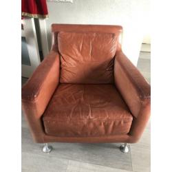 Cognac leren design fauteuil