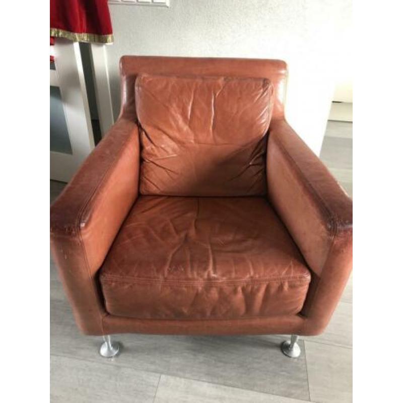 Cognac leren design fauteuil