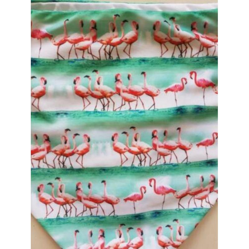 2x bandeau roze groen/blauw wit zwart Flamingo bikini M L XL