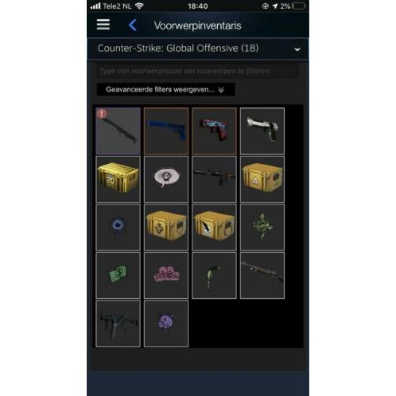 Csgo inventory/incl. Knife/€125/vast bedrag/geen ruil/