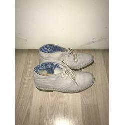 Stoere beige / grijze leren Clarks Desert schoenen! 37 izgt