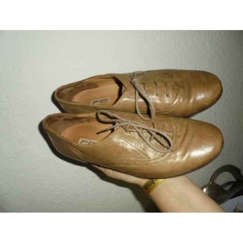 S28) cognac leer veter schoenen paul green mt 5 = 38 leer