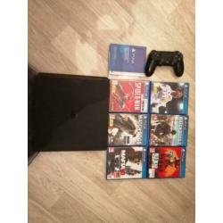 PS4 Slim black 1TB met 6spellen vast prijs