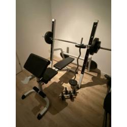 Halterbank / Squat Rack met 100 kg halterset