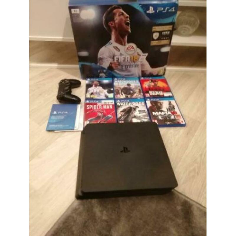 PS4 Slim black 1TB met 6spellen vast prijs