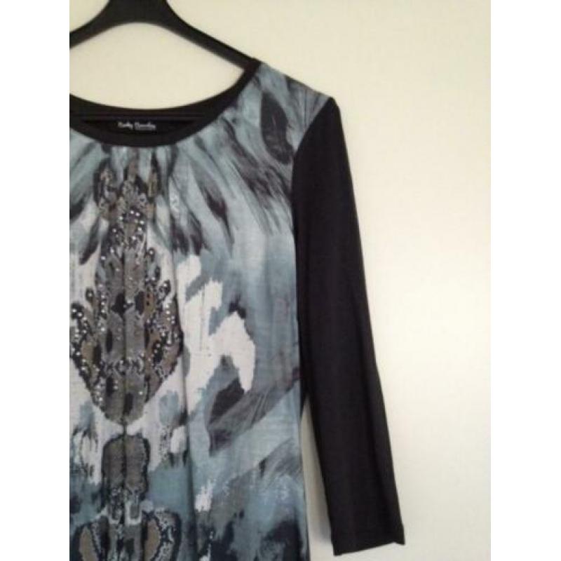 Betty barclay top blouse tuniek viscose blauw grijs 38 - 40