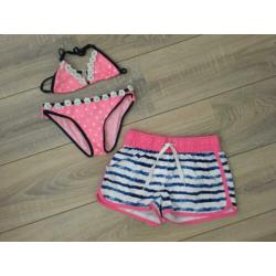 Bikini met zwembroek roze maat 134/140