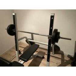 Halterbank / Squat Rack met 100 kg halterset