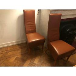 Eetkamerstoelen kalfsleer cognac 6x