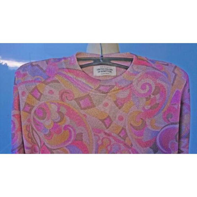 Oversized Psychedelische Vintage Sweater Benetton. Maat S/M