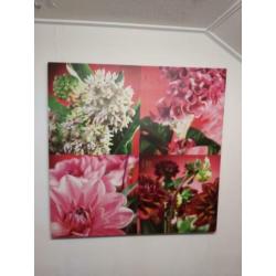 Canvas met diverse bloemen 122 x 122cm.