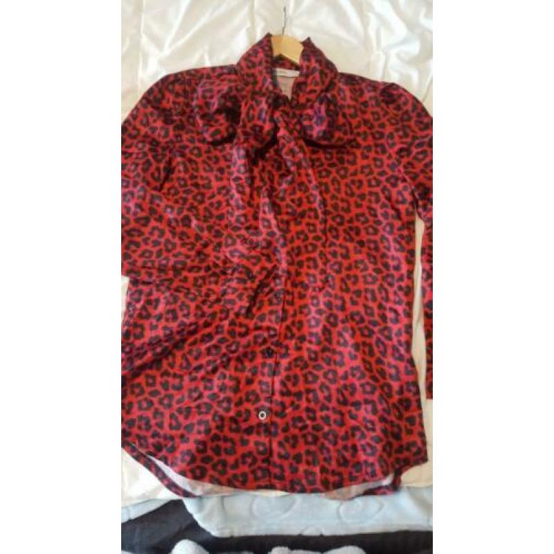 Dierenprint satijnen blouse mt S-M