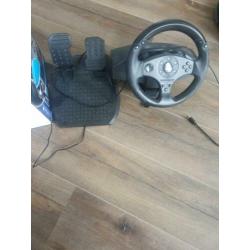 PS 4 en 3 Race stuur met pedalen, thrustmaster t80,