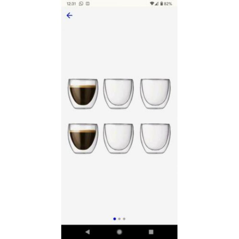 Bodum espressokopjes dubbelwandig glas met ventiel