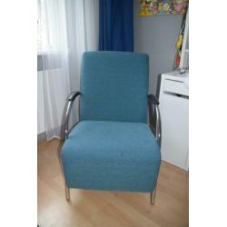 Fauteuil groen/blauwe stof van merk Woood