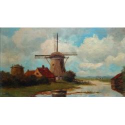 H.A. Willenborg molen landschap antiek oud schilderij