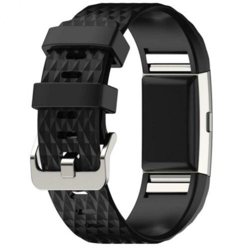 zwart bandje voor Fitbit Charge 2 ( grof )