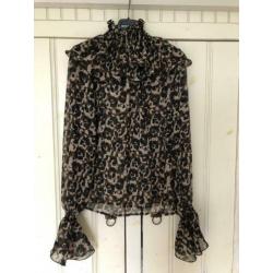 DENNY ROSE leopard top met losse kraag XS, S en M