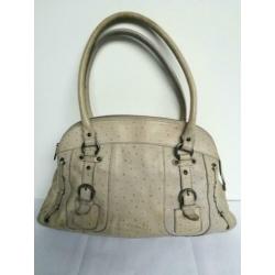 Nathan Baume Designer struisvogel leer schouder tas Beige