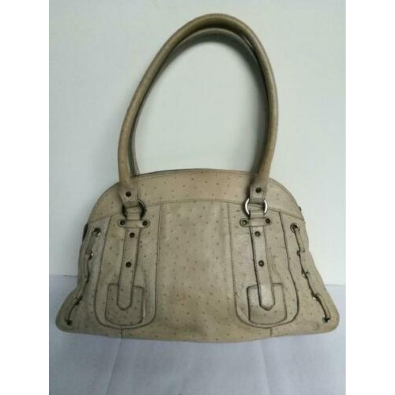 Nathan Baume Designer struisvogel leer schouder tas Beige