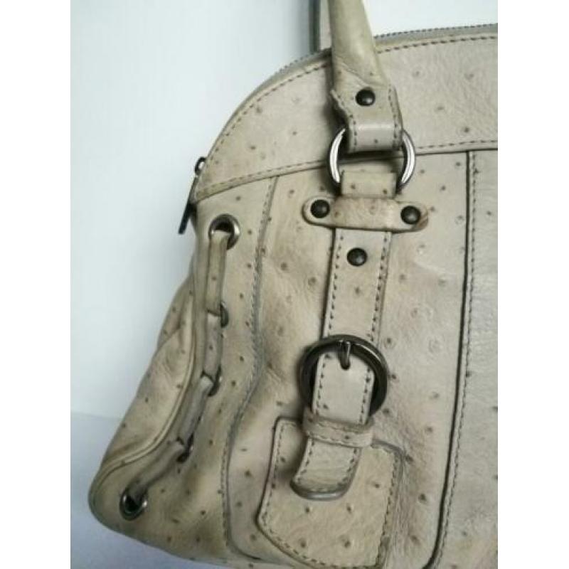 Nathan Baume Designer struisvogel leer schouder tas Beige