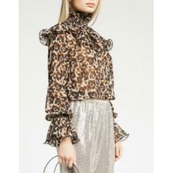 DENNY ROSE leopard top met losse kraag XS, S en M