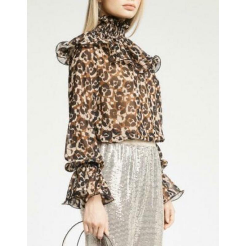 DENNY ROSE leopard top met losse kraag XS, S en M