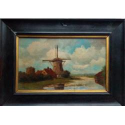 H.A. Willenborg molen landschap antiek oud schilderij