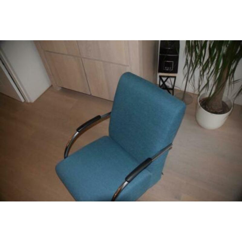 Fauteuil groen/blauwe stof van merk Woood