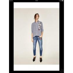 ZARA boyfriend fit geborduurde jeans NIEUW maat 34/XS