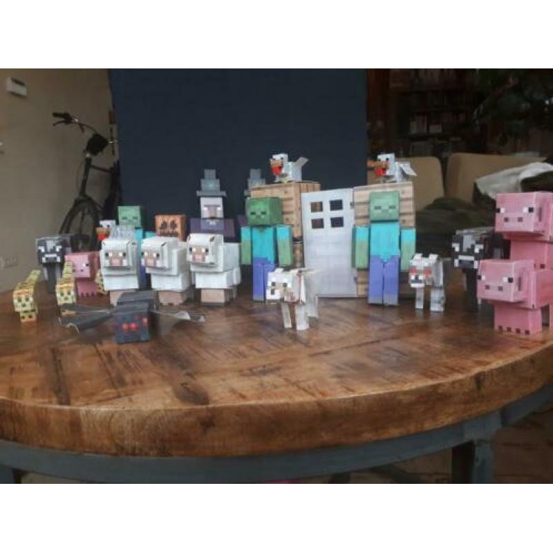 Minecraft kartonnen blokken + dieren/monsters