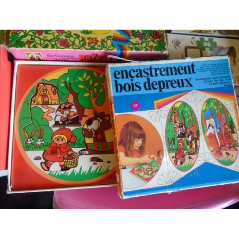 8 houten puzzels, o.a vintage educo