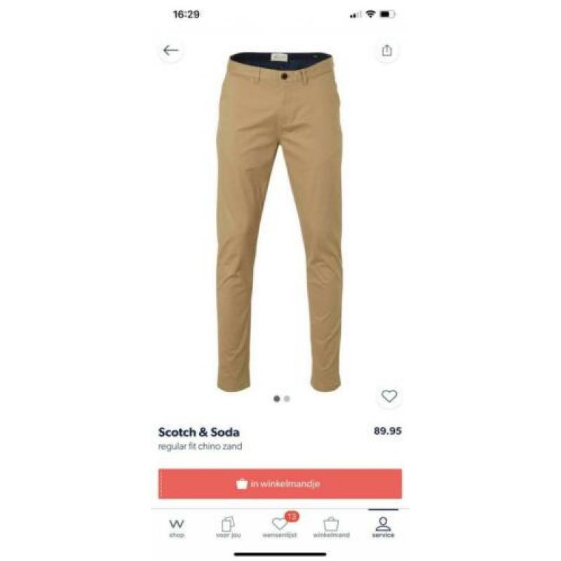 Scotch & Soda regular fit chino zand (NIEUW!) 34/34