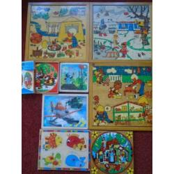 8 houten puzzels, o.a vintage educo