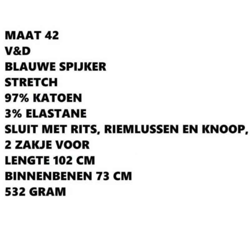 Maat 42 - v&d - blauw spijker broek